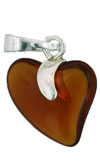 Silver Pendant Hearts 15mm : Dk Topaz