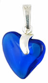 Silver Pendant Hearts 15mm : Deep Blue Sapphire