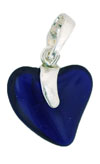 Silver Pendant Hearts 15mm: Cobalt