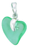 Silver Pendant Hearts 15mm: Peridot