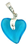 Silver Pendant Hearts 15mm: Aquamarine