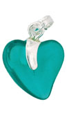 Silver Pendant Hearts 15mm: Teal
