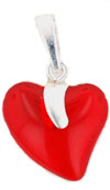 Silver Pendant Hearts 15mm: Siam Ruby