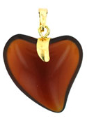 Gold Pendant Hearts 24mm : Dk Topaz