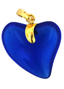 Gold Pendant Hearts 24mm: Sapphire