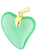 Gold Pendant Hearts 24mm: Peridot
