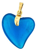 Gold Pendant Hearts 24mm: Capri Blue