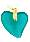 Gold Pendant Hearts 24mm: Teal