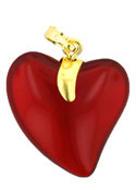 Gold Pendant Hearts 24mm: Siam Ruby