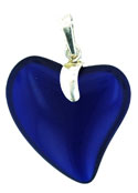 Silver Pendant Hearts 24mm: Cobalt