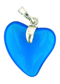 Silver Pendant Hearts 24mm: Capri Blue