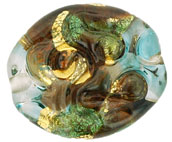 Textured Gold Foil Ovals 23/20mm : Aqua/Dk Topaz