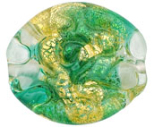 Textured Gold Foil Ovals 23/20mm: Emerald