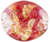 Textured Gold Foil Ovals 23/20mm: Fuchsia