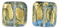 Gold Foil Squares 13/13mm : Silver - Lt Sapphire