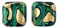 Gold Foil Squares 13/13mm : Emerald/Teal