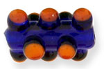 Bumpy Tube 20/13mm : Cobalt with Orange Dots