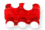 Bumpy Tube 20/13mm : Ruby with White Dots
