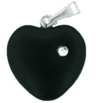Heart Pendant with Rhinestone 15mm : Jet