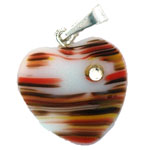 Heart Pendant with Rhinestone 15mm : White/Red/Brown/Orange