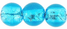 Silver Foil Rounds 8mm : Aquamarine