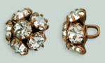 Rhinestone Button - Carnation 12mm : Antique Copper - Crystal