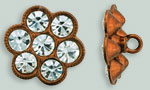 Rhinestone Button - Hexagon 14mm : Antique Copper - Crystal
