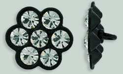 Rhinestone Button - Hexagon 14mm : Black - Crystal