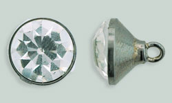 Rhinestone Button - Cone 12mm : Gun Metal - Crystal
