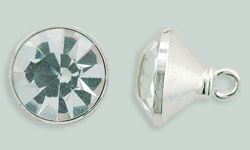 Rhinestone Button - Cone 12mm : Silver - Crystal