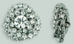 Rhinestone Button - Swirl Round 24mm : Gun Metal - Crystal