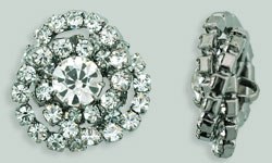 Rhinestone Button - Swirl Round 24mm : Gun Metal - Crystal