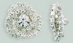 Rhinestone Button - Swirl Round 24mm : Silver - Crystal