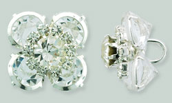 Rhinestone Button - Square Flower 19mm : Silver - Crystal