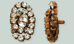 Rhinestone Button - Nebula 18/10mm : Antique Copper - Crystal