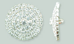 Rhinestone Button - Round 24mm : Silver - Crystal