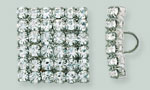 Rhinestone Button - Square 15mm : Gun Metal/Crystal