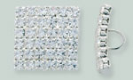 Rhinestone Button - Square 15mm : Silver - Crystal