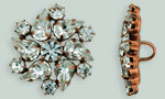Rhinestone Button - Starburst 21mm : Antique Copper - Crystal