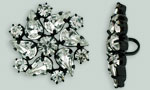 Rhinestone Button - Starburst 21mm : Black - Crystal
