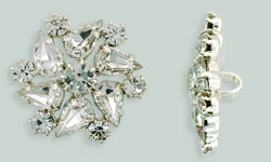 Rhinestone Button - Starburst 21mm : Silver - Crystal