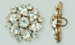 Rhinestone Button - Poinsettia 20mm : Antique Copper - Crystal