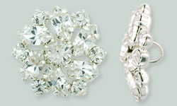 Rhinestone Button - Poinsettia 20mm : Silver - Crystal