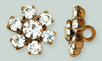 Rhinestone Button - Flower Round 12mm : Antique Copper - Crystal