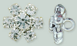 Rhinestone Button - Flower Round 12mm : Silver - Crystal