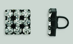 Rhinestone Button - Square 10mm : Black - Crystal
