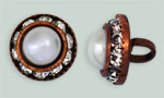 Rhinestone Button - Round 12mm : Antique Copper - Pearl/Crystal