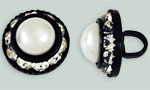 Rhinestone Button - Round 12mm : Black - Pearl/Crystal