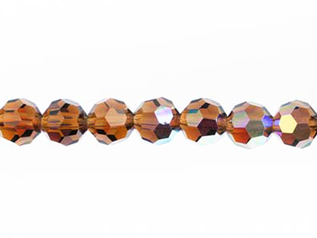 Preciosa : MC Bead Reg.Cut 19-602 Round 4mm - Smoke Topaz AB (40pcs)