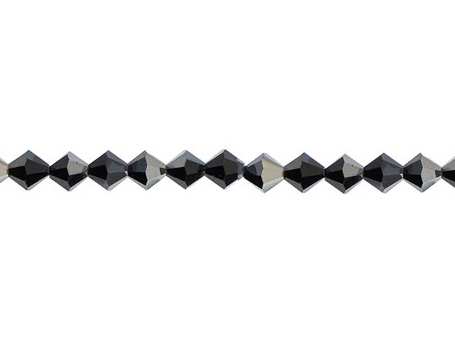 Preciosa : MC Bead 69-302 Rondell 6mm - Jet Hematite Halfcoat (36pcs)